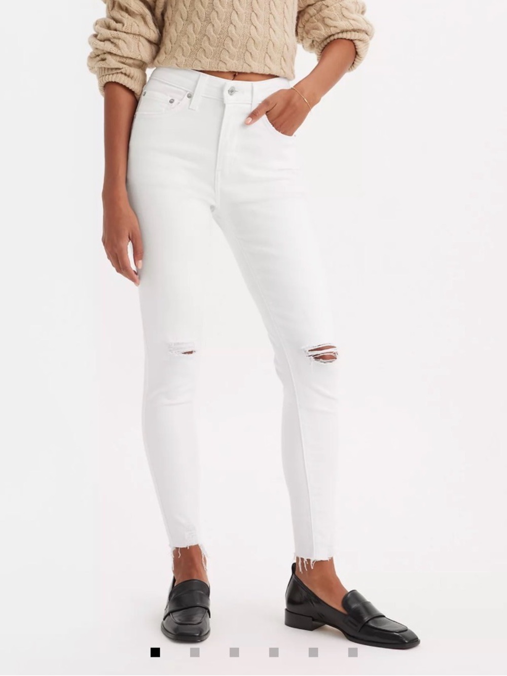Levi’s White High-Rise Ripped Skinny Jeans - Women